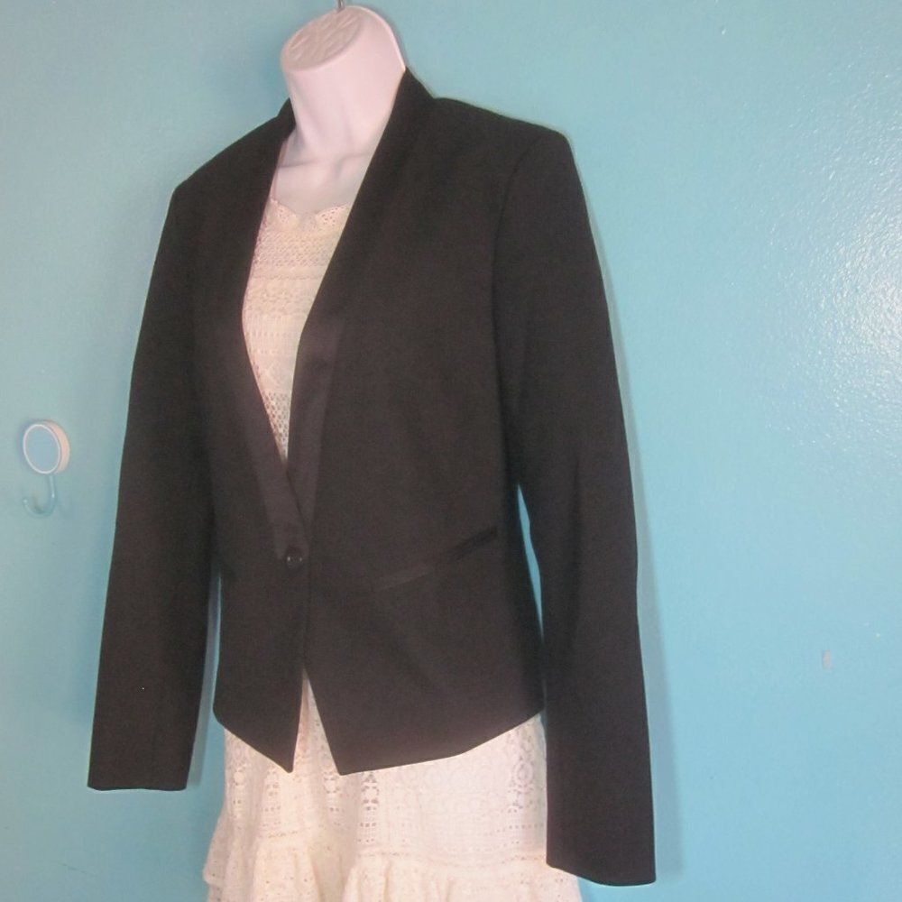 Loft Womens Size 4 Black Cropped Tuxedo Jacket Nwot Fitted Classic For Holiday